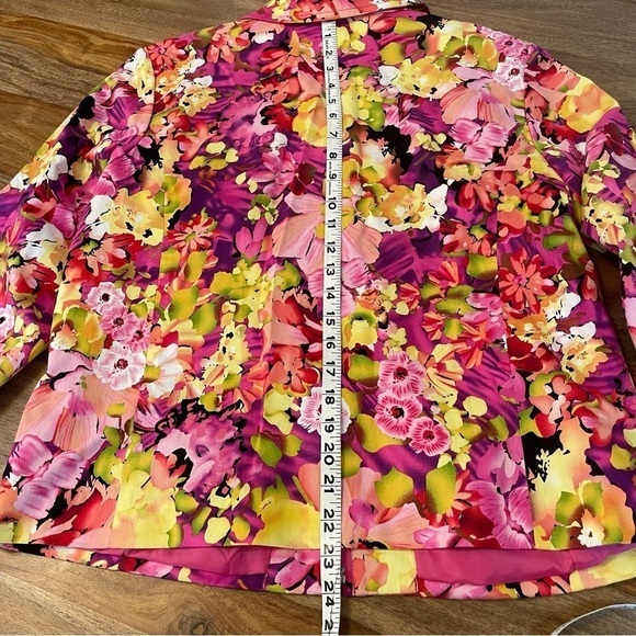 Draper & Damons Spring Abstract Floral Blazer‎ Yellows Pinks Greens sz M - Picture 5 of 9